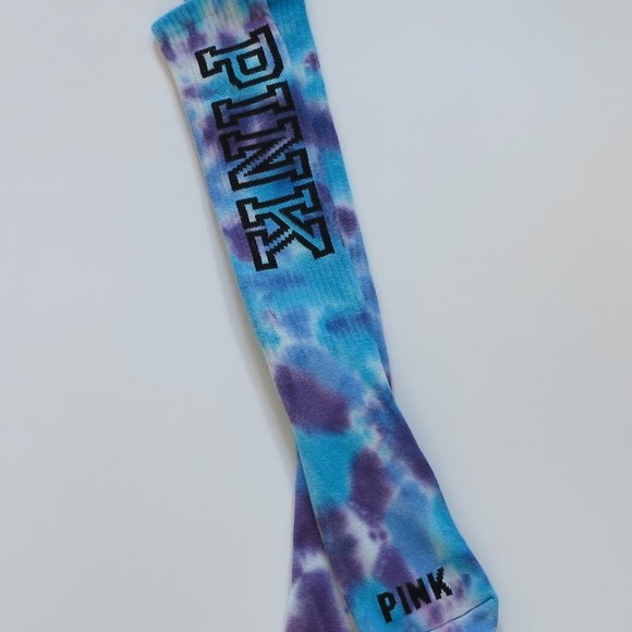 Victoria's Secret PINK Knee High Socks Blue Dyed NWOT Ship Next Day Rare - Picture 2 of 4